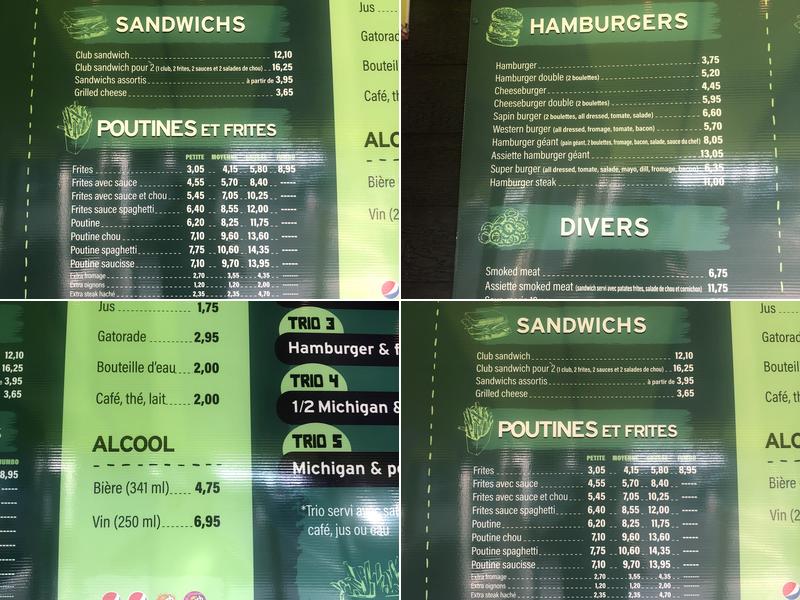 Casse croûte Sapin Vert Menu