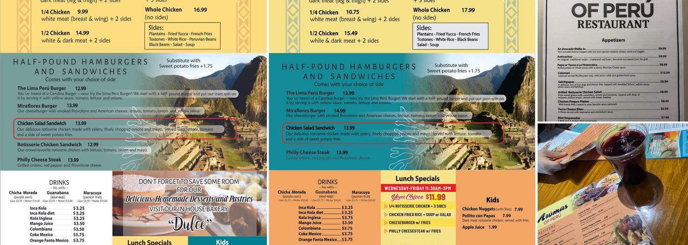 Aromas of Peru Wilmington NC. Menu