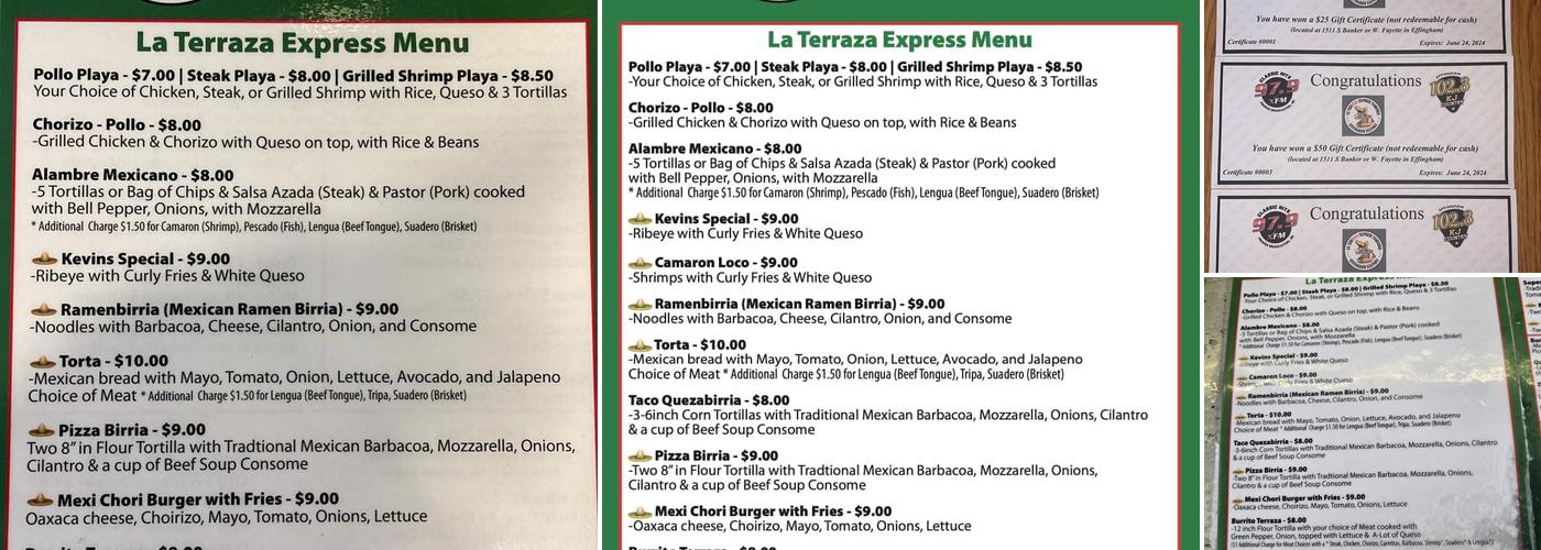 La Terraza Express Taqueria Menu
