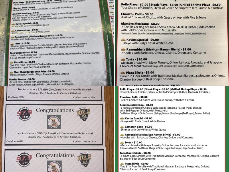 La Terraza Express Taqueria Menu