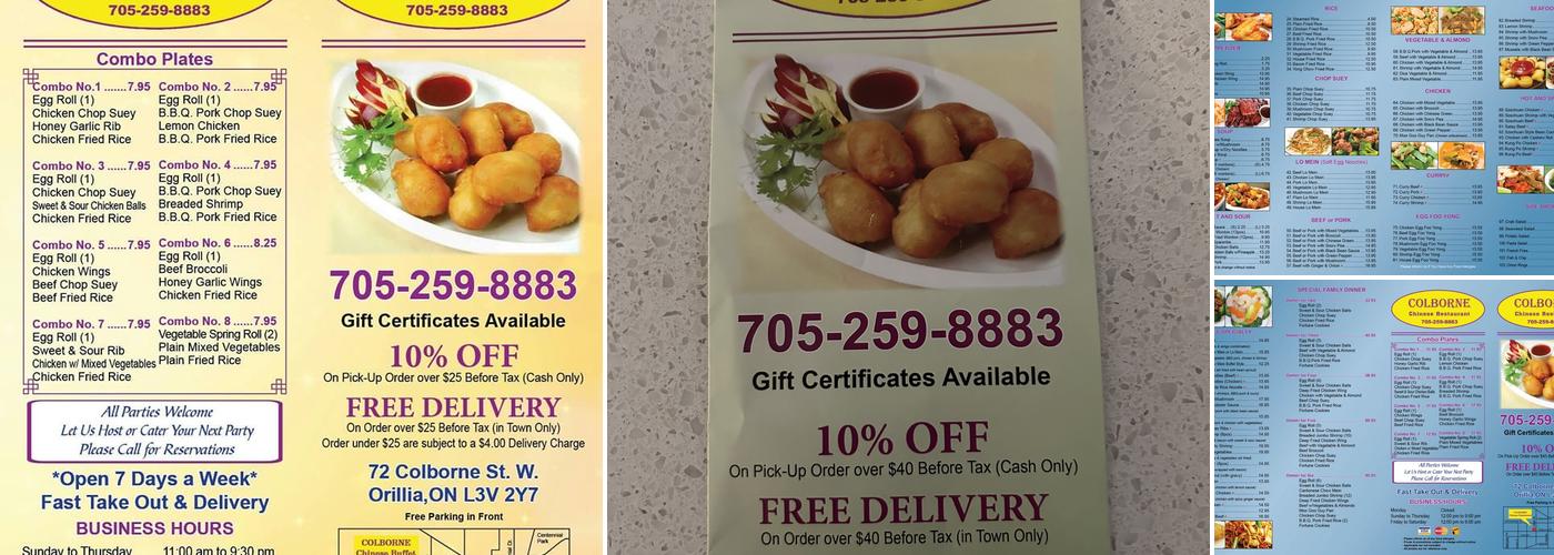 Colborne Chinese Buffet Menu