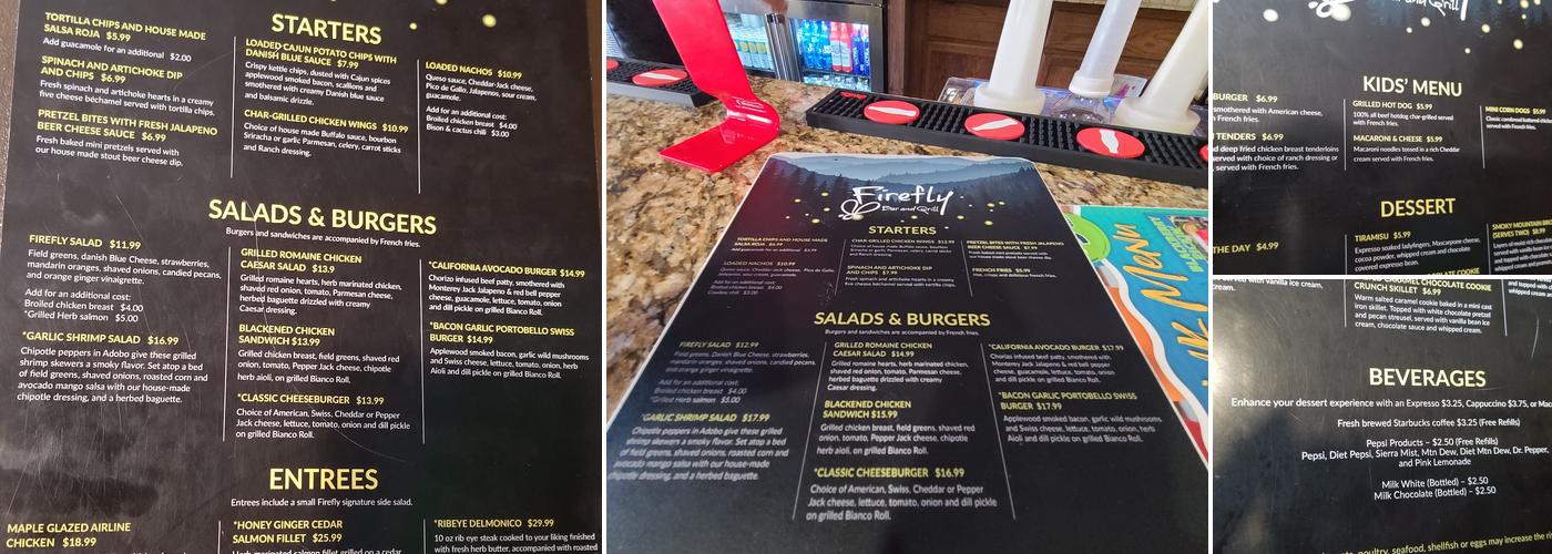 Firefly Bar & Grill Menu