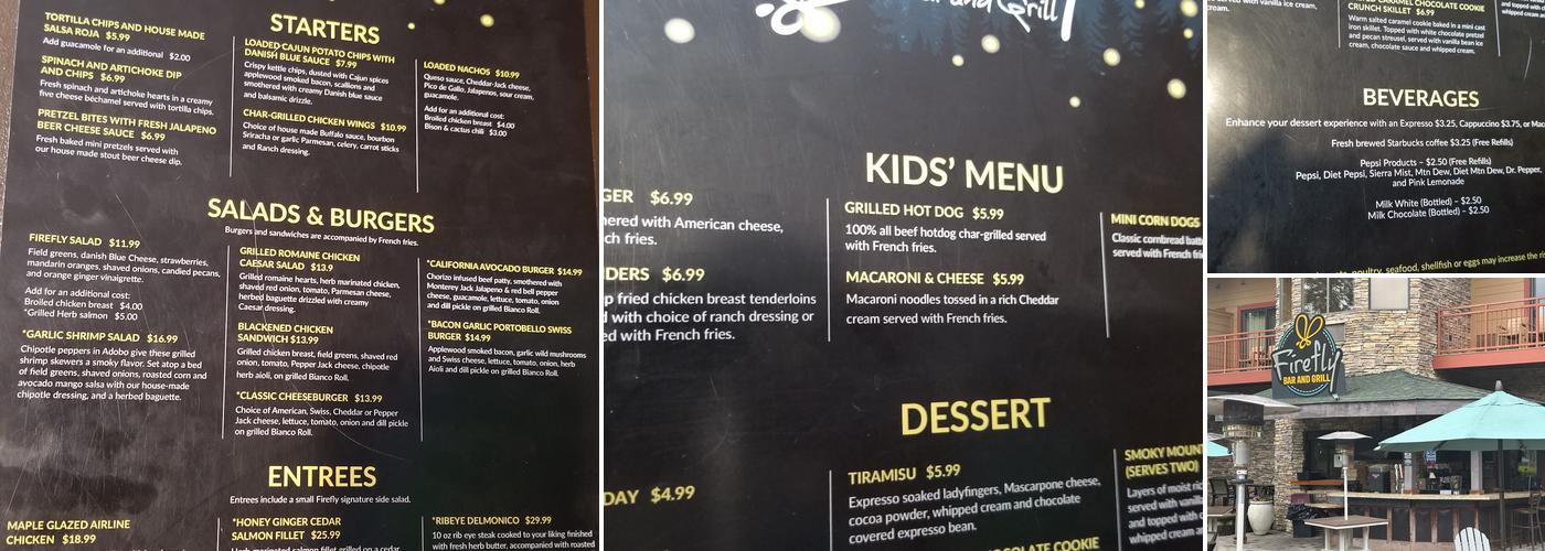 Firefly Bar & Grill Menu