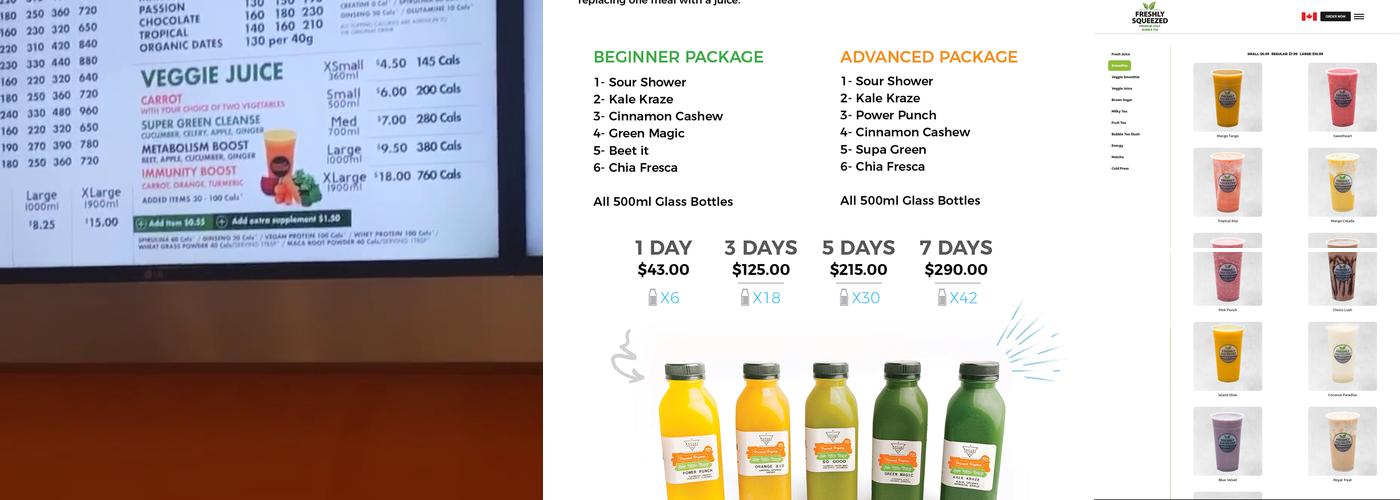 Freshly Squeezed Menu