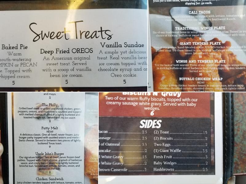 Uncle John's American Diner Menu