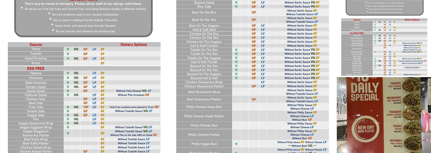 Osmow's Shawarma Menu