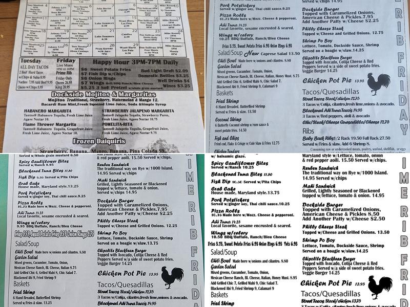 Dockside Boot Key Harbor Menu