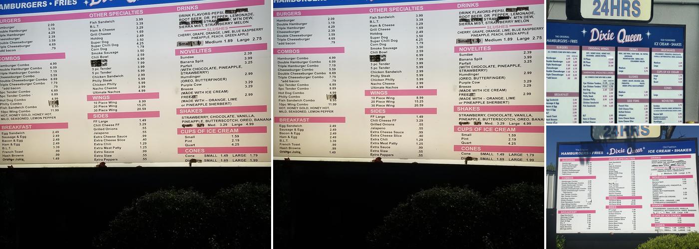 Dixie Queen Menu