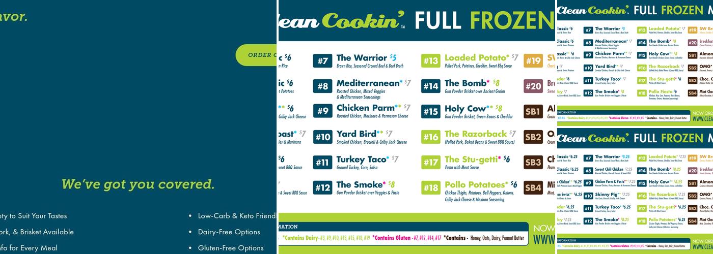 Stu's Clean Cookin' Fayetteville Menu