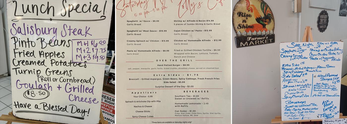 Lolly’s Cafe Menu