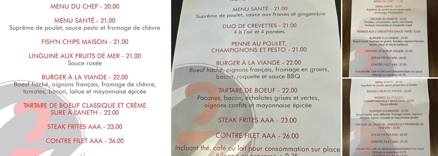 Restaurant G2 Menu