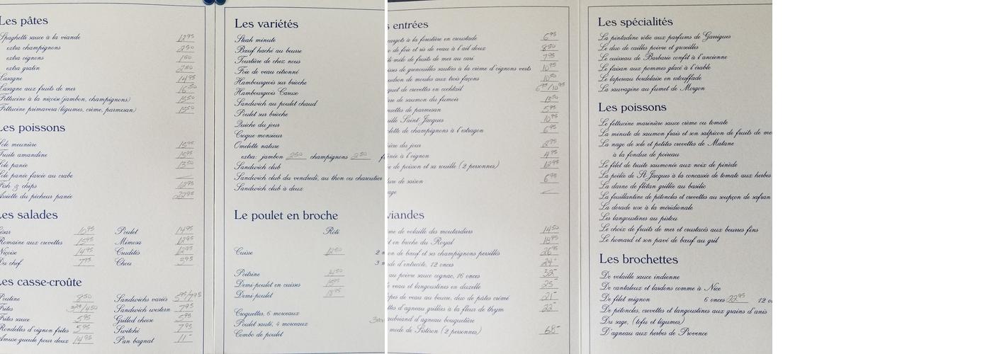 Café Royal Menu