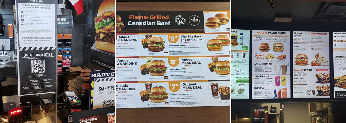 Harvey's Menu