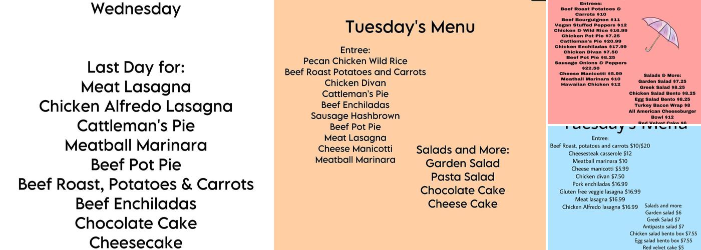 Bean Pod Shoppe Menu