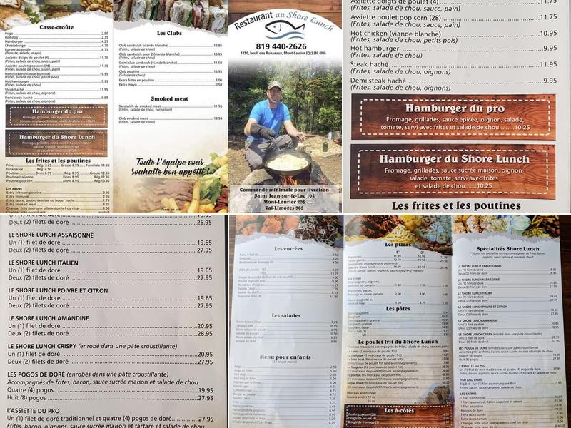 Le Shore-Lunch. Menu