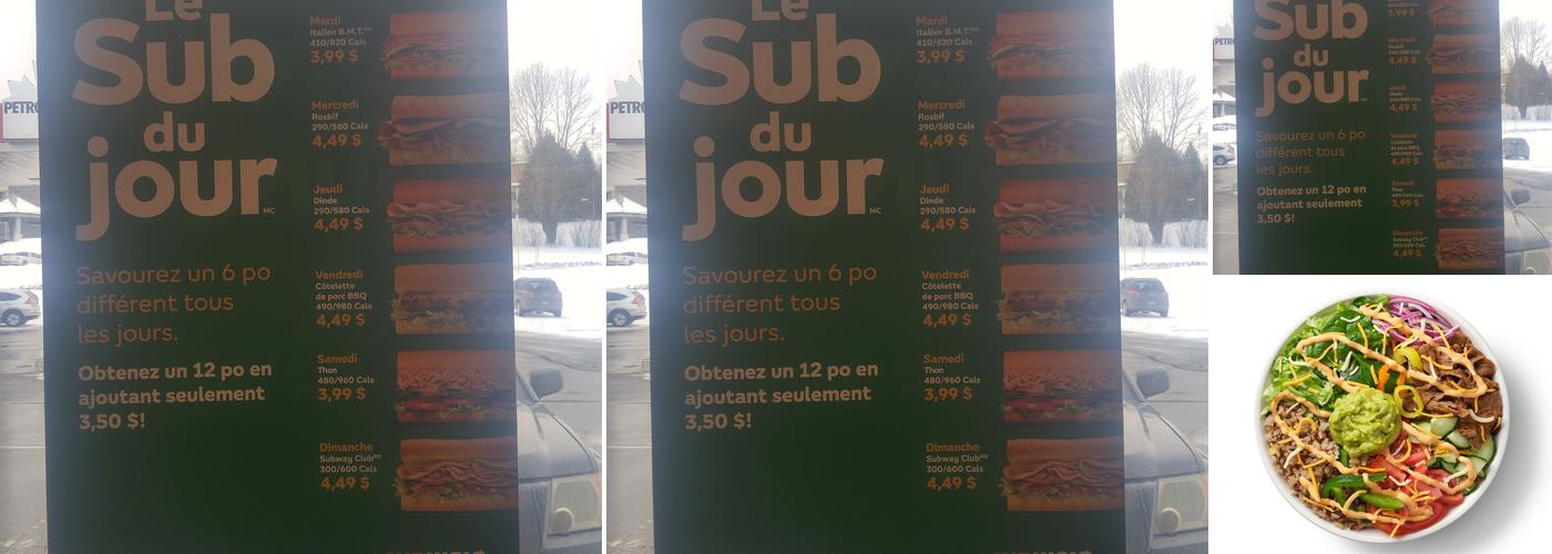 Subway Menu