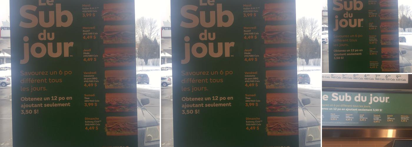 Subway Menu
