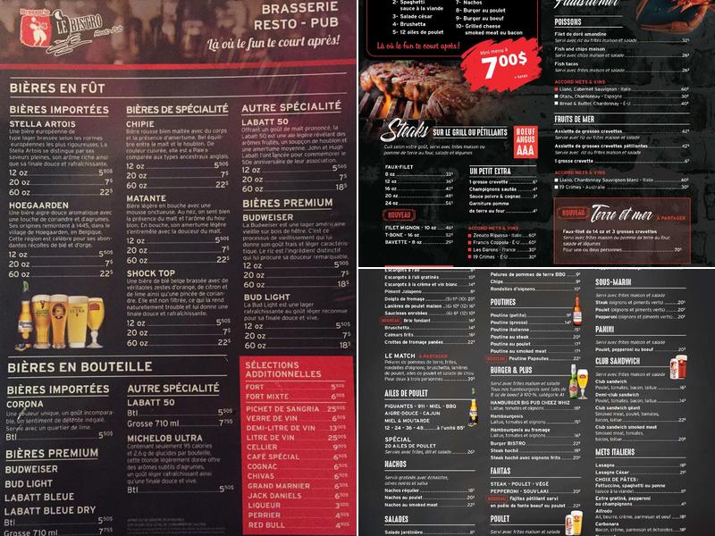 Brasserie Le Bistro Resto Pub Menu