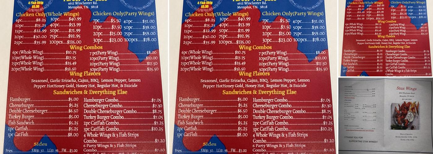 Stax Wings Menu