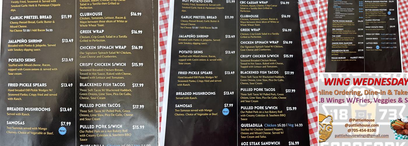 The Pattie House Smokin' BBQ Menu