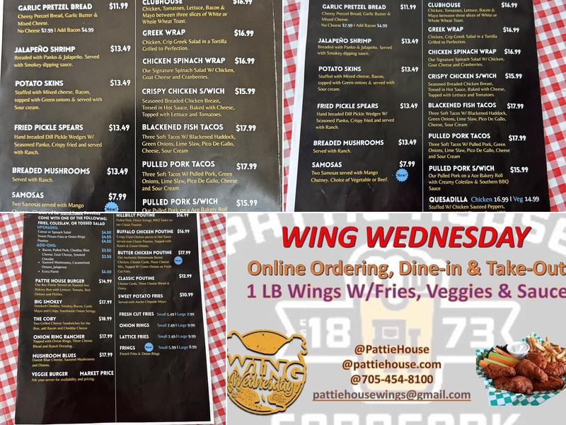 The Pattie House Smokin' BBQ Menu