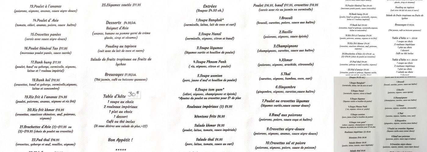 Restaurant Prasat Angkor Menu