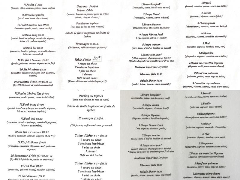 Restaurant Prasat Angkor Menu