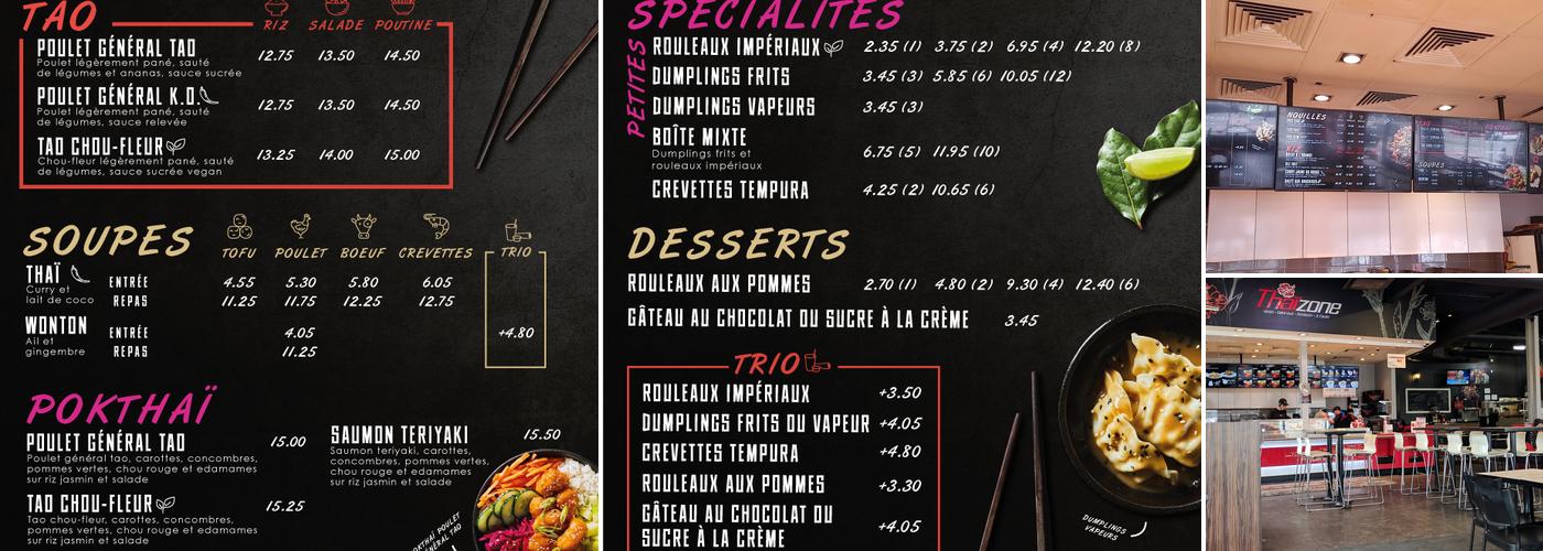 Thaïzone Menu