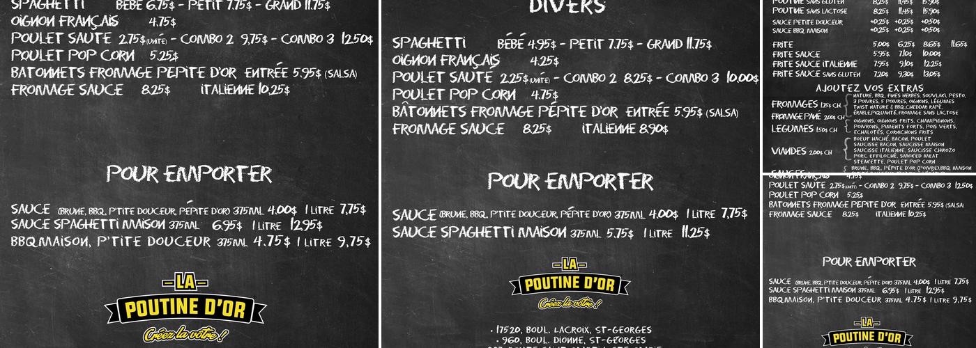 La Poutine D'or Menu