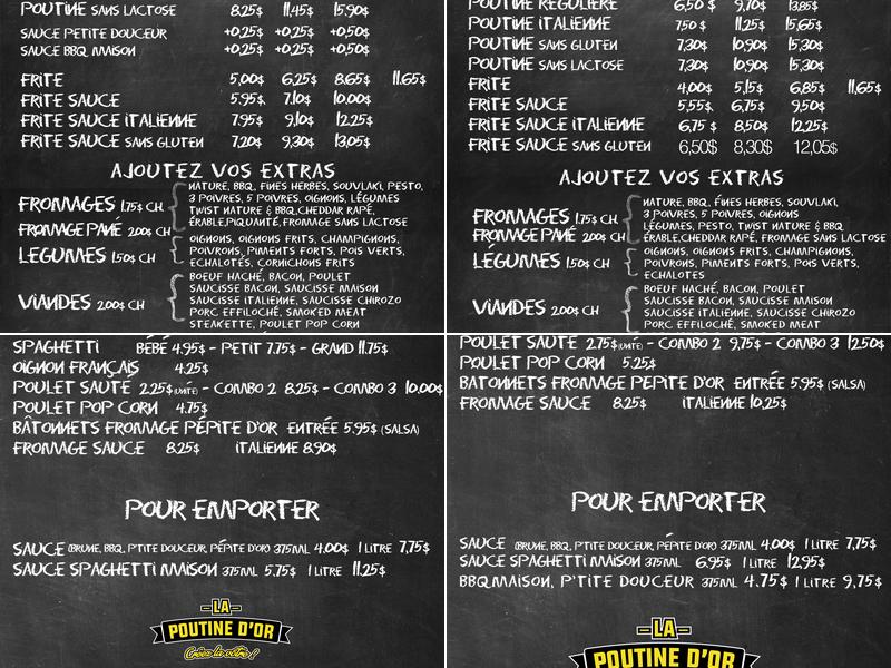 La Poutine D'or Menu