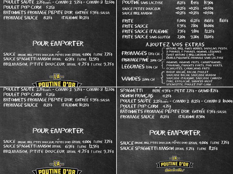 La Poutine D'or Menu