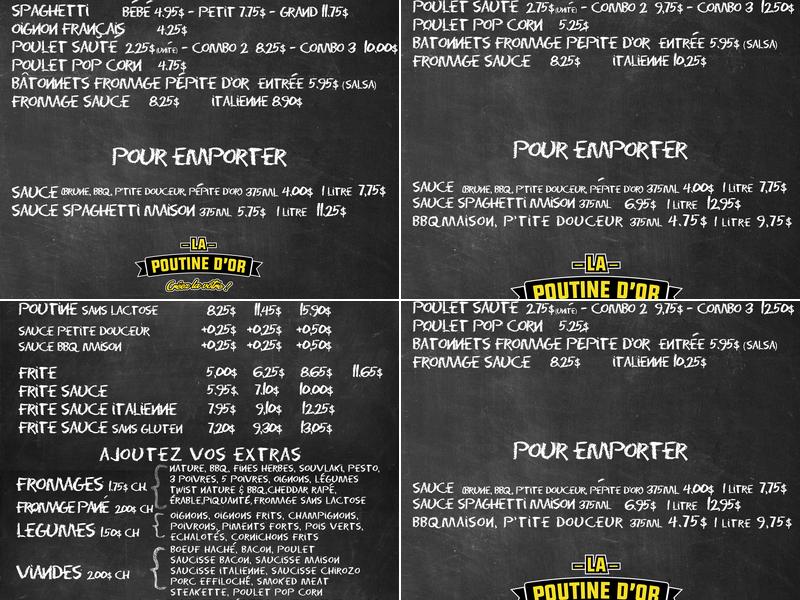 La Poutine D'or Menu