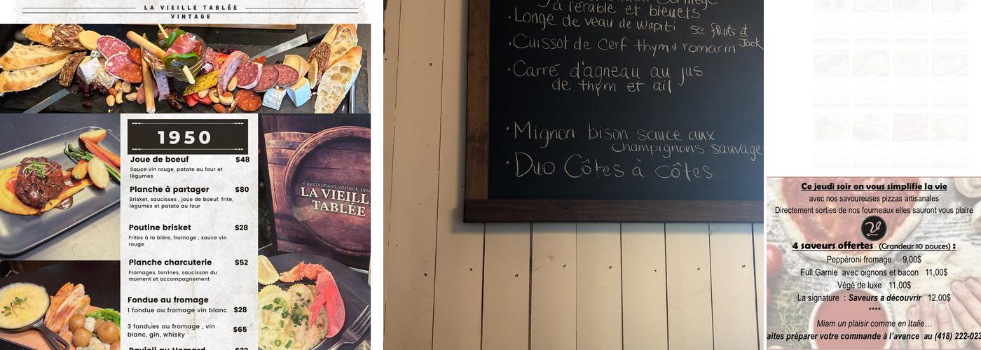 Restaurant La Vieille Tablée Menu