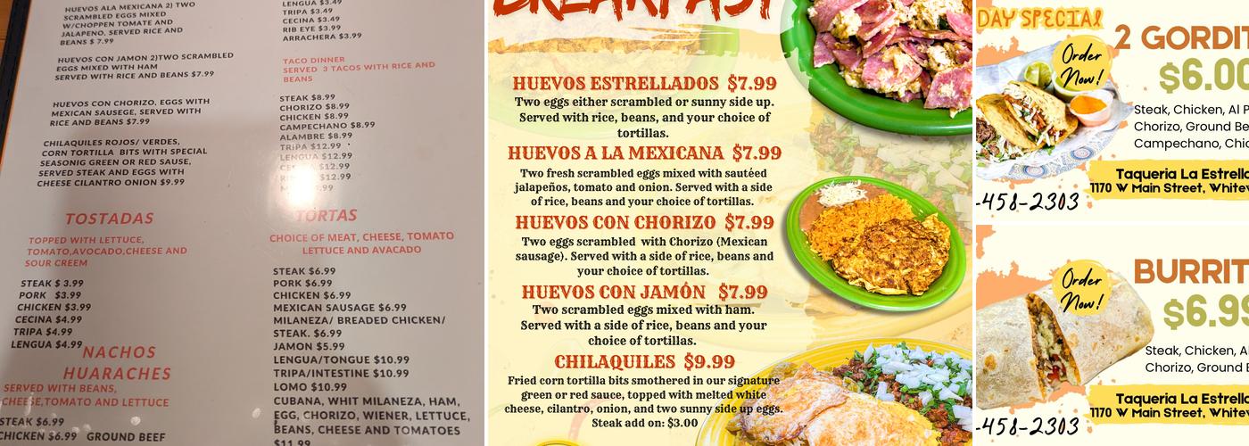 Taqueria La Estrella 2 Menu