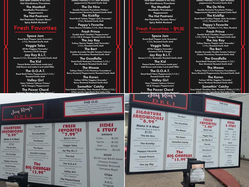 Jay Ray's Menu