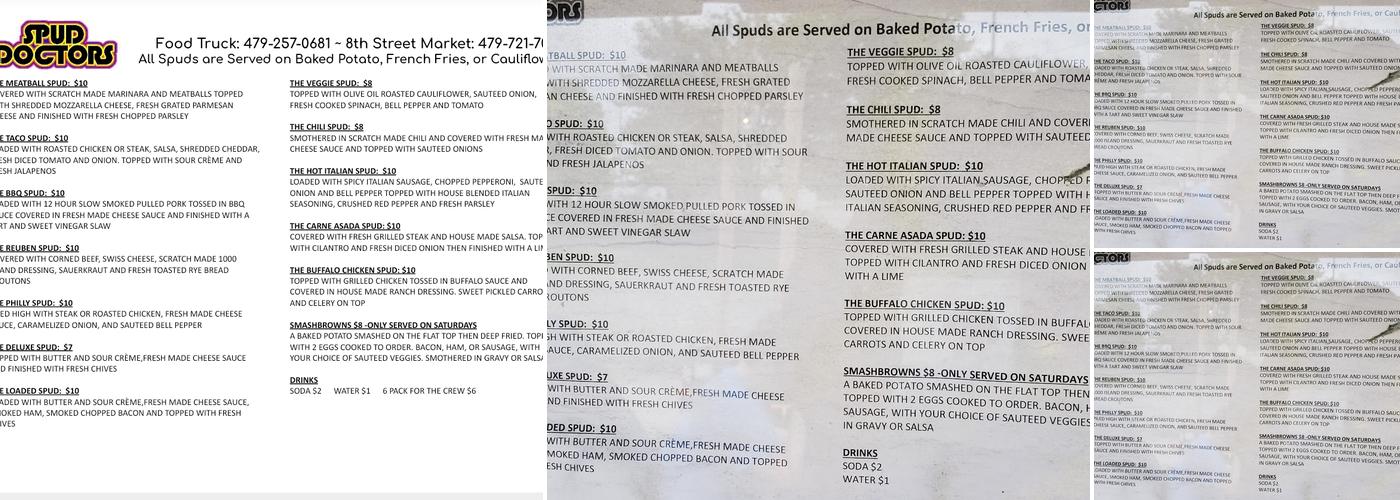 Spud Doctors Menu