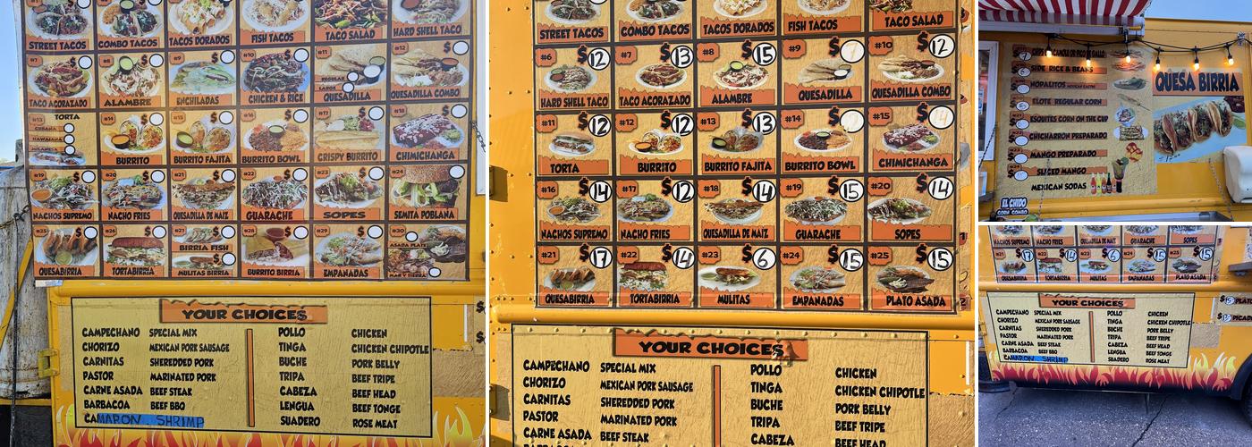 El CHIDO TAQUERIA Menu