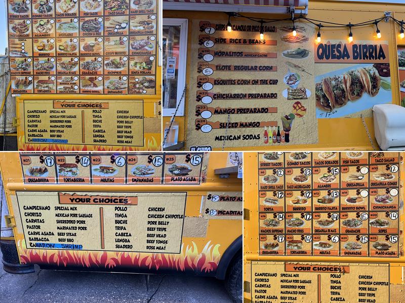 El CHIDO TAQUERIA Menu