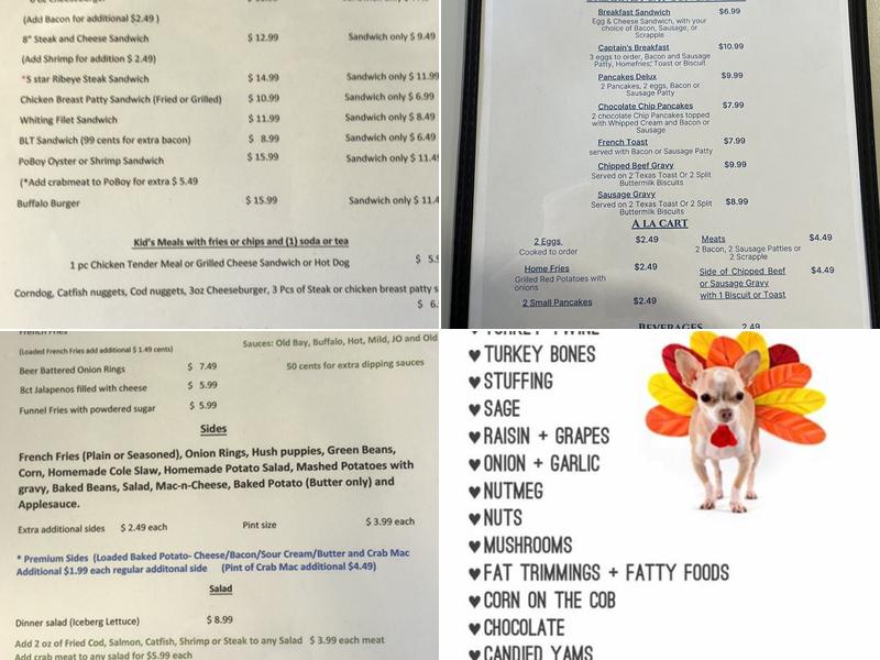 Peanut's Steak and Seafood Menu