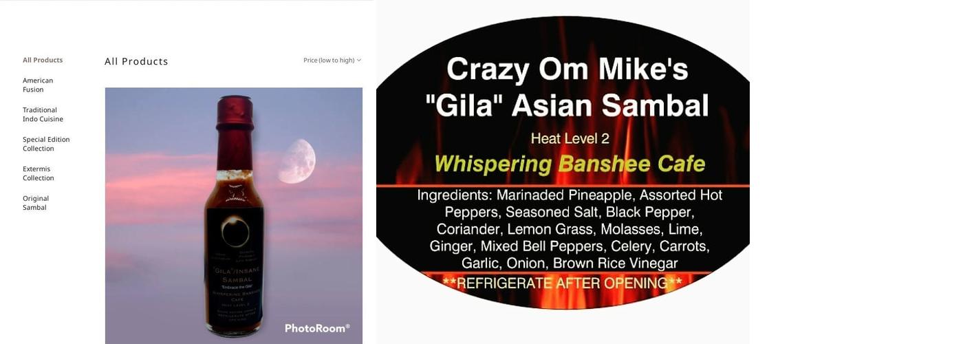 Whispering Banshee Cafe Menu