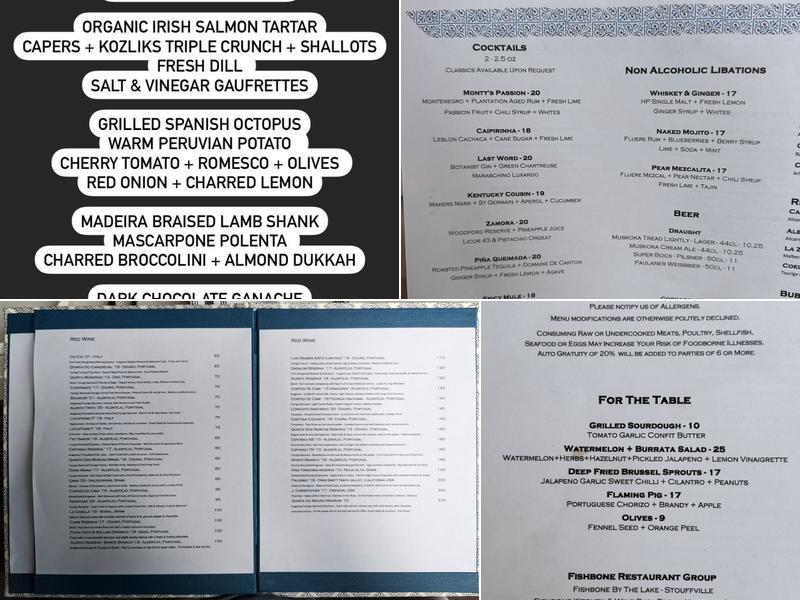 Fishbone Kitchen + Wine Bar Menu