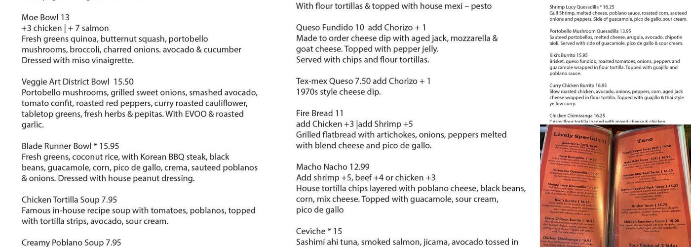 Table Mesa Bistro Menu