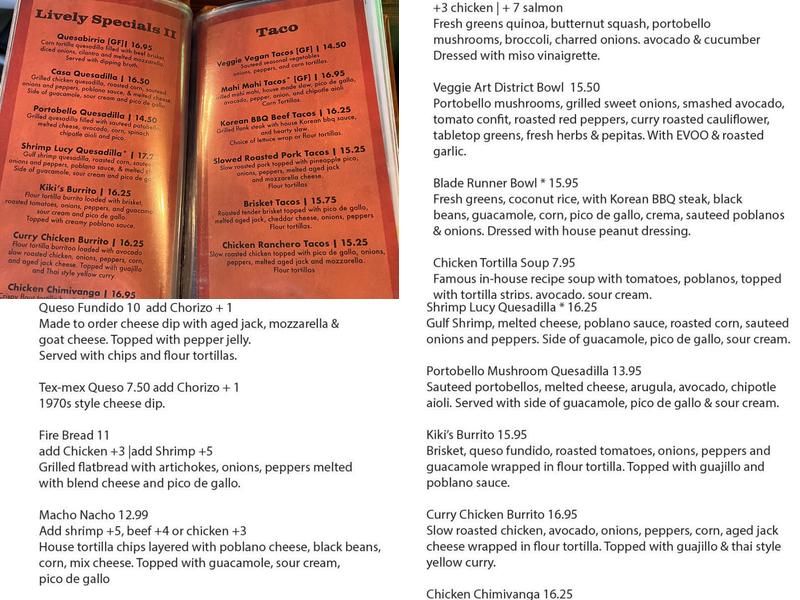 Table Mesa Bistro Menu