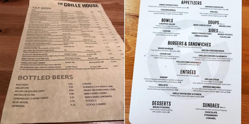 The Grille House Menu
