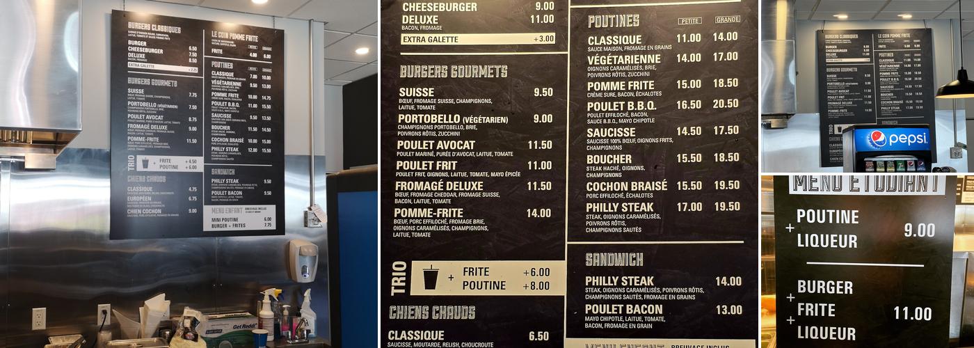 Pomme frite Burger Gourmet Menu