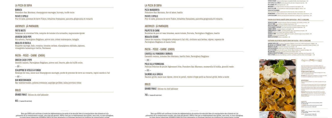 Pizzeria Sofia (Rosemere) Menu