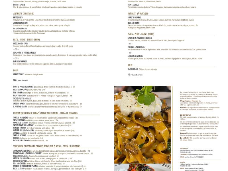 Pizzeria Sofia (Rosemere) Menu