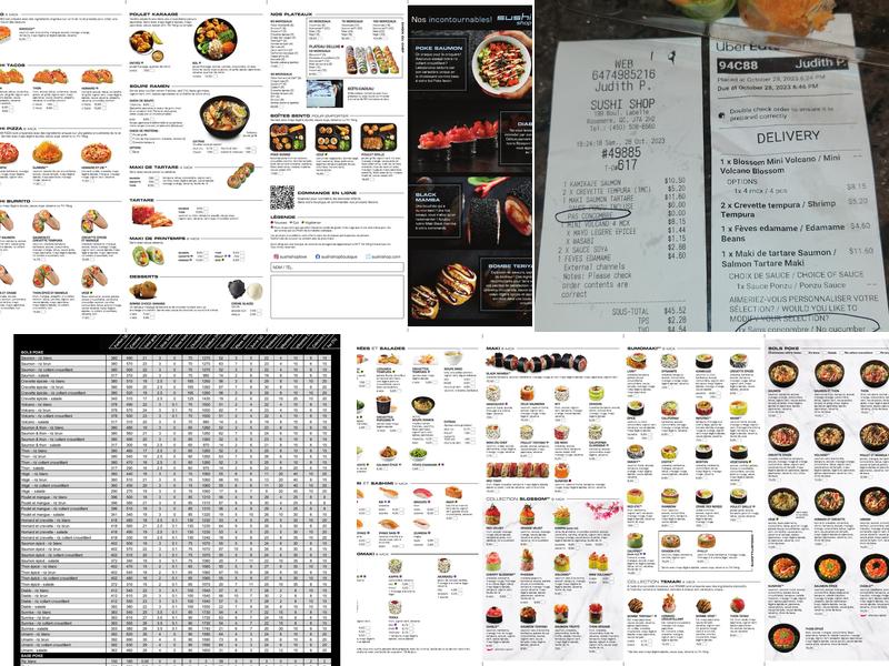 Sushi Shop Menu