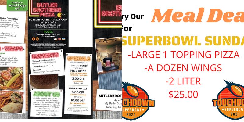 Butler Brothers Pizza Menu