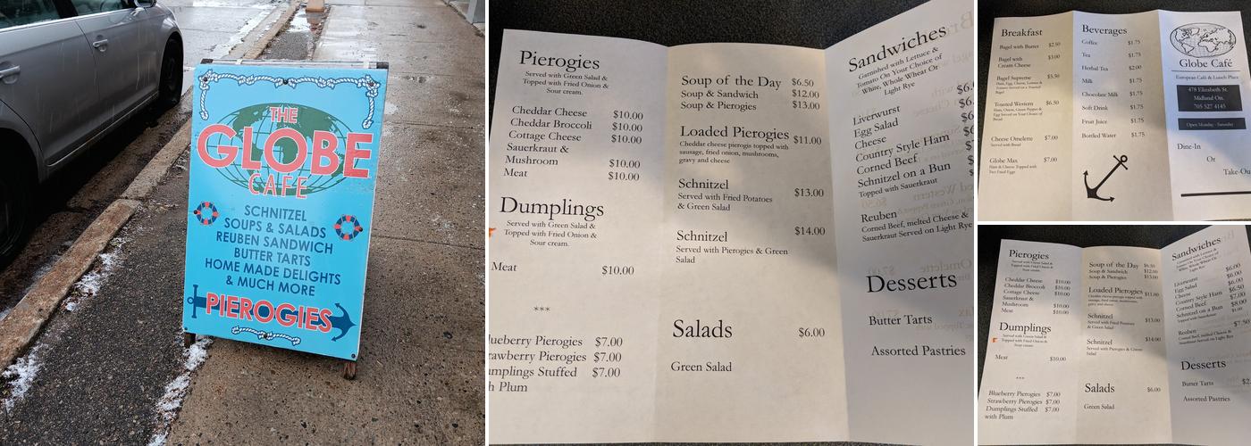 Globe Restaurant Menu